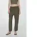 Pantalón Fluido Khaki Talla 24 Mujer Mango