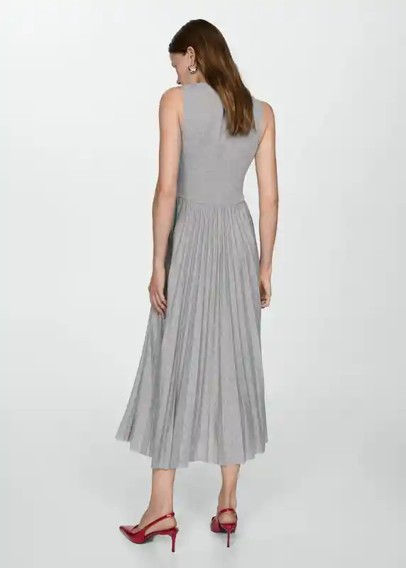 Vestido Gala-w Gris Medio Vigore Talla M Mujer Mango