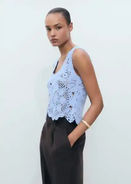Top Garden Celeste Talla S Mujer Mango