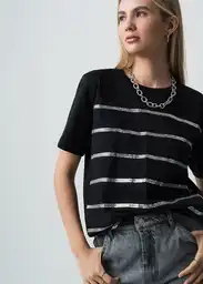 Camiseta Mujer Negro Puro L 403G003 Naf Naf