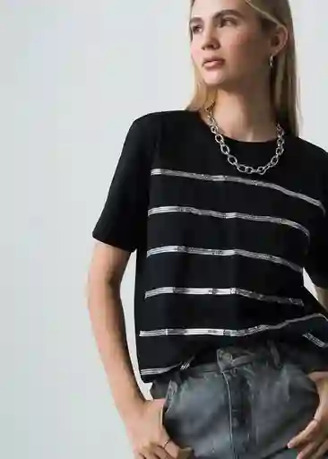 Camiseta Mujer Negro Puro L 403G003 Naf Naf