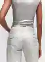 Jean Foil Plata Talla 42 Mujer Mango