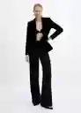 Blazer Americana Combi Negro Talla S Mujer Mango