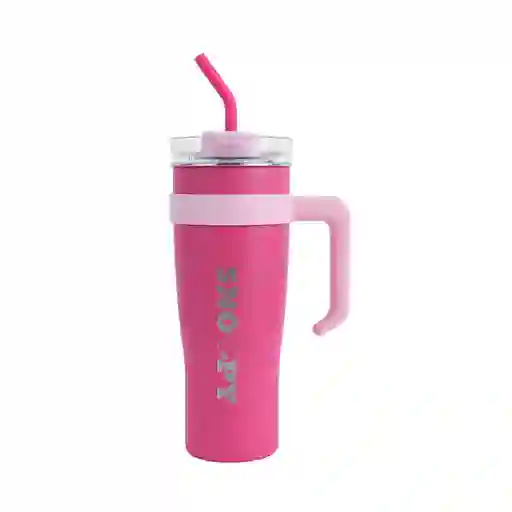 Vaso de Acero Con Pitillo Rosa Serie Snoopy 1600 mL Miniso