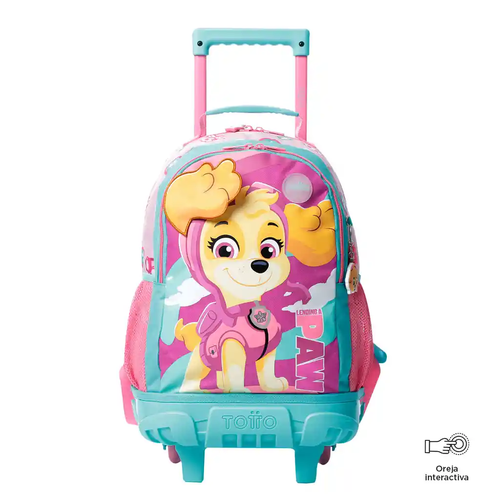 Morral Con Ruedas Niña Paw Patrol Skye Mediano Rosado