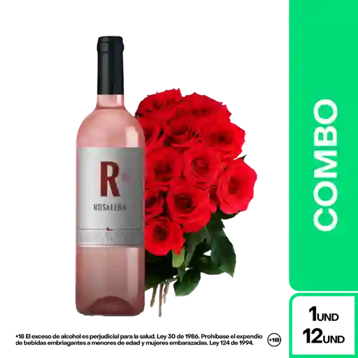 Combo Rosaleda Rosado Cabernet Sauvignon + Bouquet Rosas Rojas