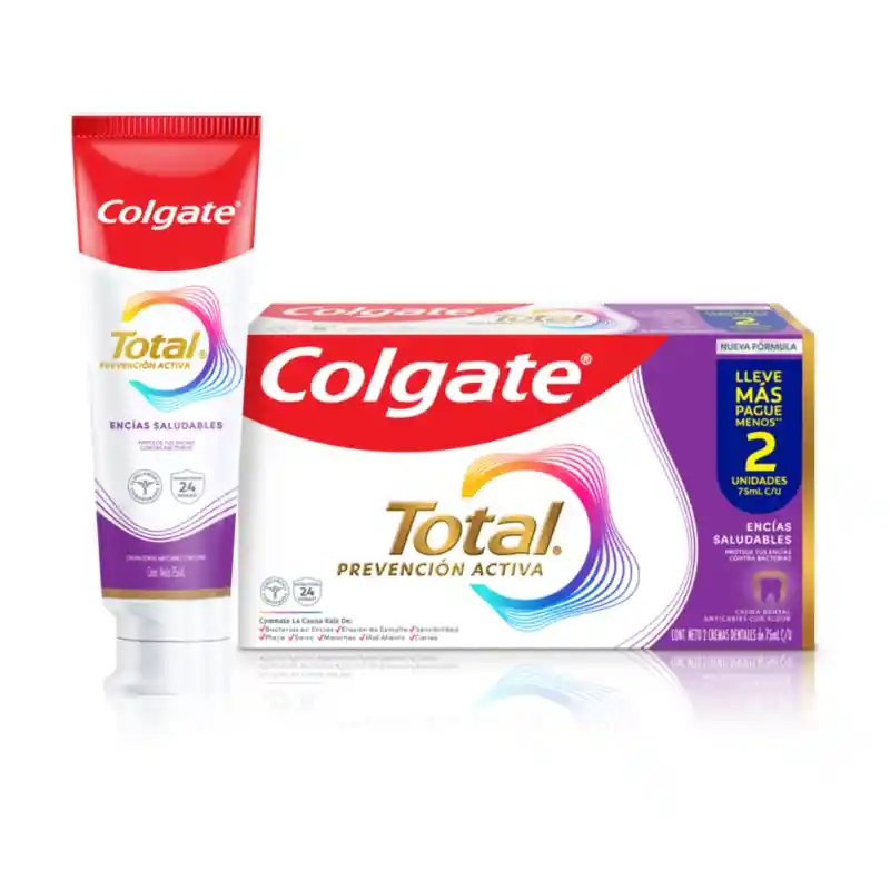 Crema Dental Colgate Total Encías Prevención Activa 2x75ml