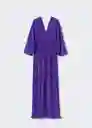 Vestido Plisi-A Morado Talla L Mujer Mango