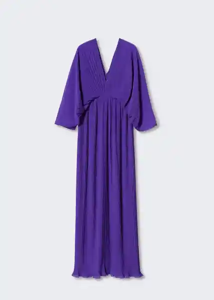 Vestido Plisi-A Morado Talla L Mujer Mango