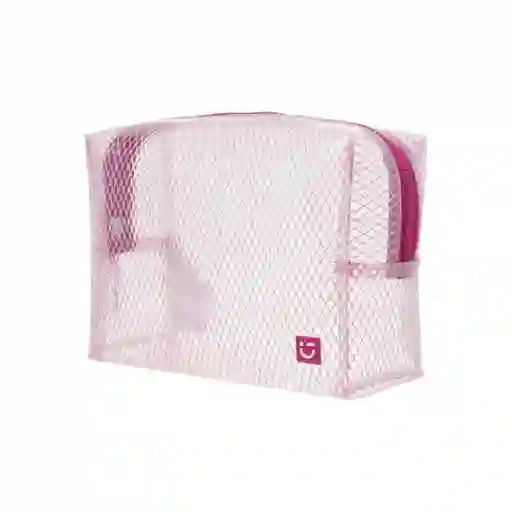 Cosmetiquera Grande Transparente Red Rosa Intenso Serie Miniso