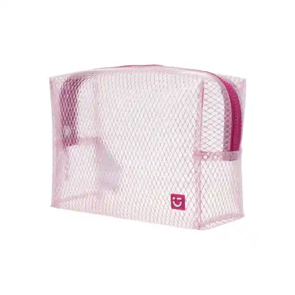 Cosmetiquera Grande Transparente Red Rosa Intenso Serie Miniso