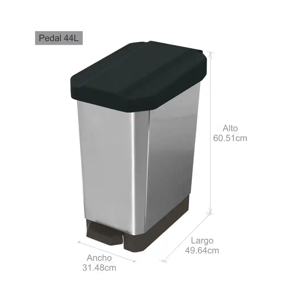Estrabins Papelera Pedal Negro 44 L 4-1040574