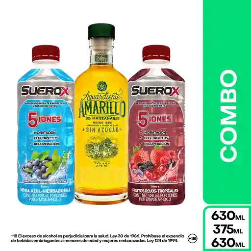 Combo Amarillo Aguardiente + Suerox Mora Azul + Frutos Rojos