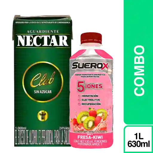 Combo Aguardiente Néctar Sin Azúcar 1 L + Suerox Fresa Kiwi