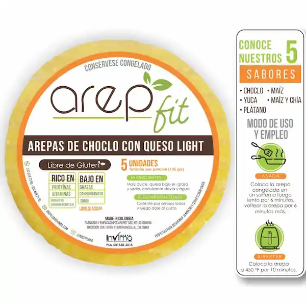 Arep Fit Arepa de Choclo Con Queso Light