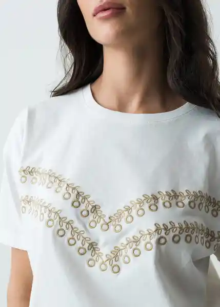 Camiseta Mujer Crudo Puro Claro Talla M - 503G029 Naf Naf