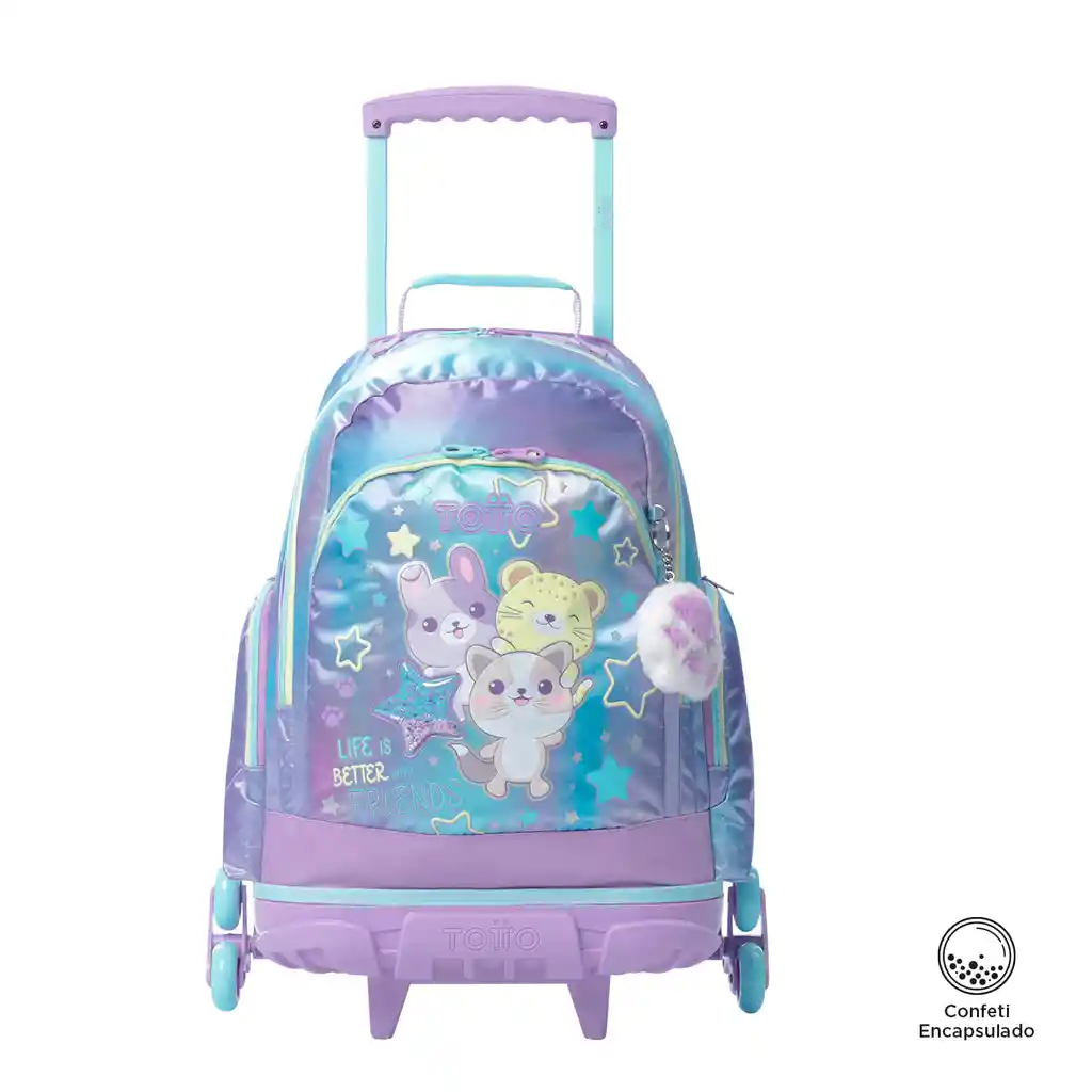 Morral Con 3 Ruedas Niña Bomper Friends Grande Morado