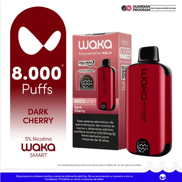 Waka Vapeador Smart Dark Cherry 5% 8000 Puff