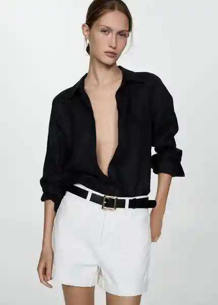 Short Mom80 Blanco Talla 42 Mujer Mango