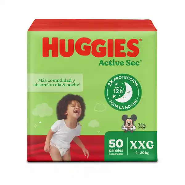 Pañales Huggies Active Sec Etapa 5/XXG Comodida Absorción 50 Und