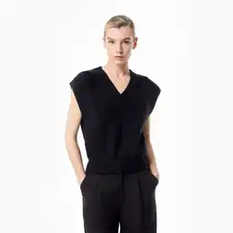 Chaleco Tejido Con Cuello Solapa Femenino Leju Gef