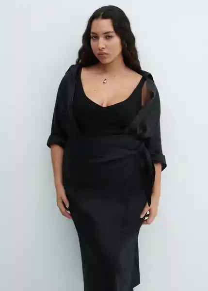 Falda Pareo Negro Talla L Mujer Mango