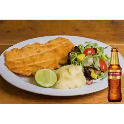 Combo Milanesa de Pollo + Club col. Dorada Bot. 330ml