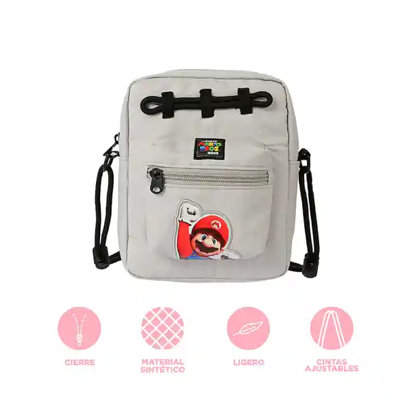 Bolso Crossbody Serie Mario Bros Gris Miniso