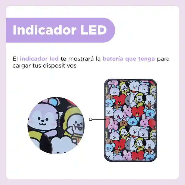 Batería de Respaldo 10000 Mah Little Ones Negro Bt21 Miniso