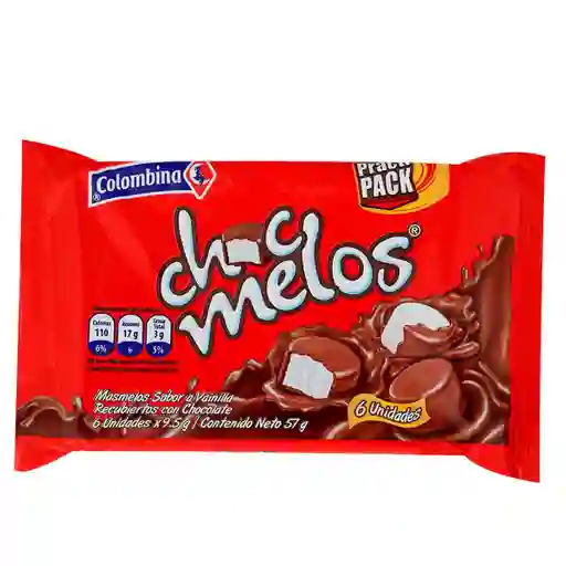 Chocmelos Masmelos Sabor Vainilla Cubiertos con Chocolate