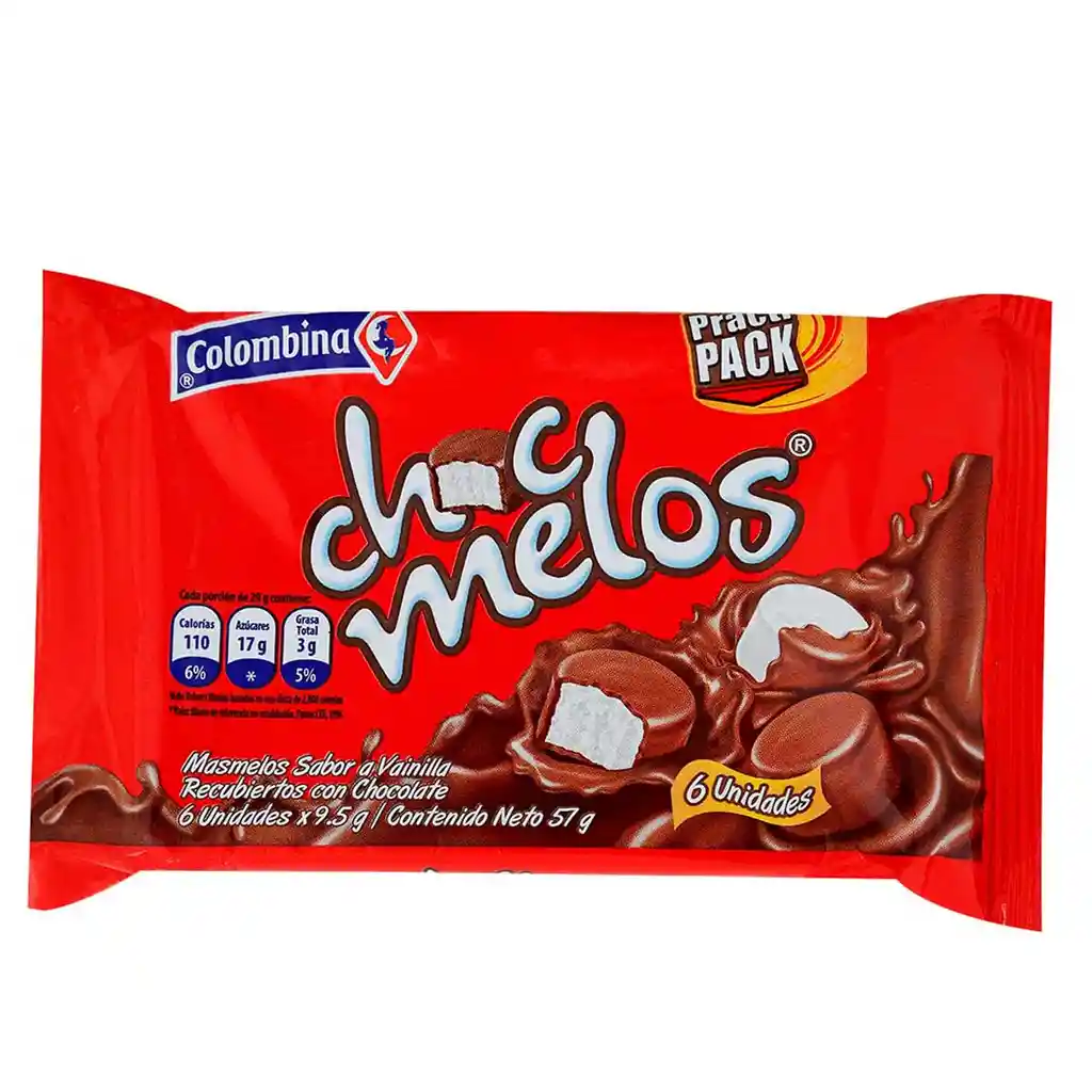 Chocmelos Masmelos Sabor Vainilla Cubiertos con Chocolate