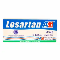 American Generics Losartan en Tabletas Recubiertas 50mg