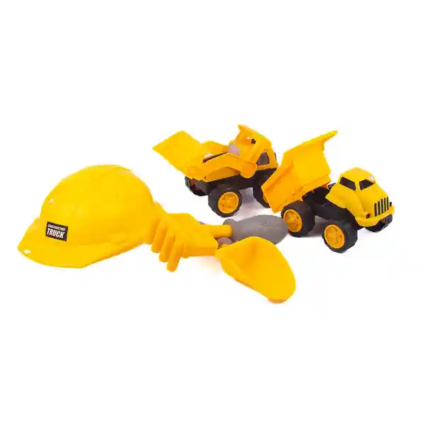 Monkey Set Carro Juguete Construcción Pala Rastrillo y Casco