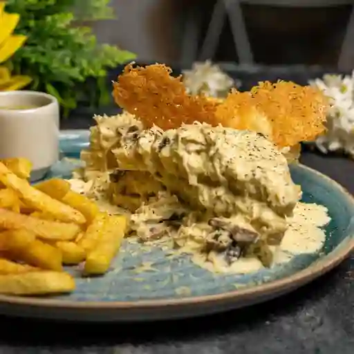Sandwich de pollo y champiñones