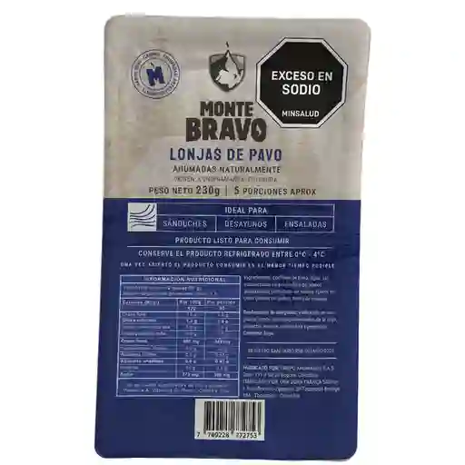 Monte Bravo Lonja de Pavo Ahumado