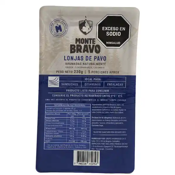 Monte Bravo Lonja de Pavo Ahumado
