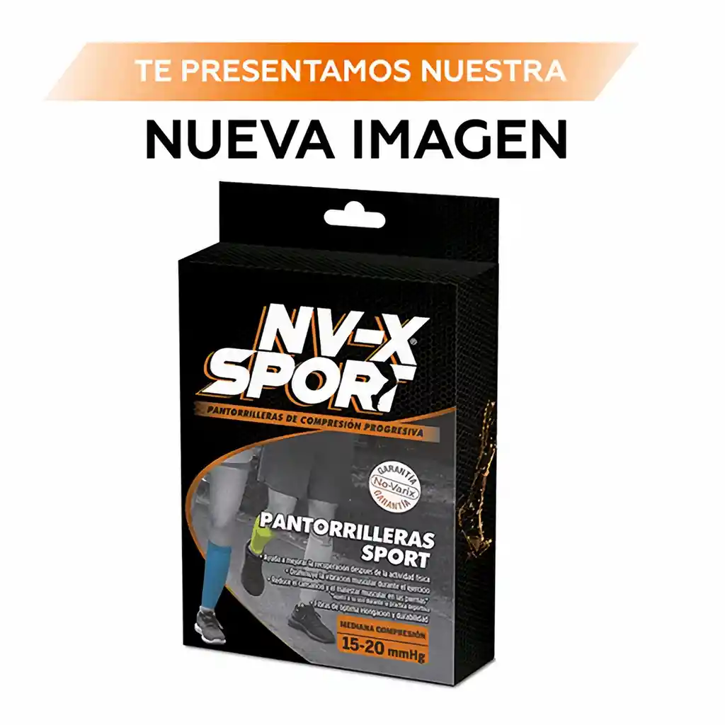 Nv-XSport Pantorrillera Deportiva Unisex 15-20 Mm/Hg Black Small