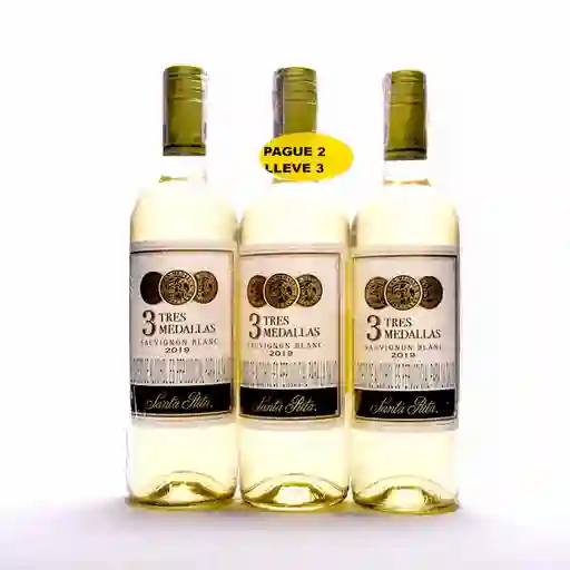 Tres Medallas Vino Blanco Sauvignon Blanc x 3 Botellas