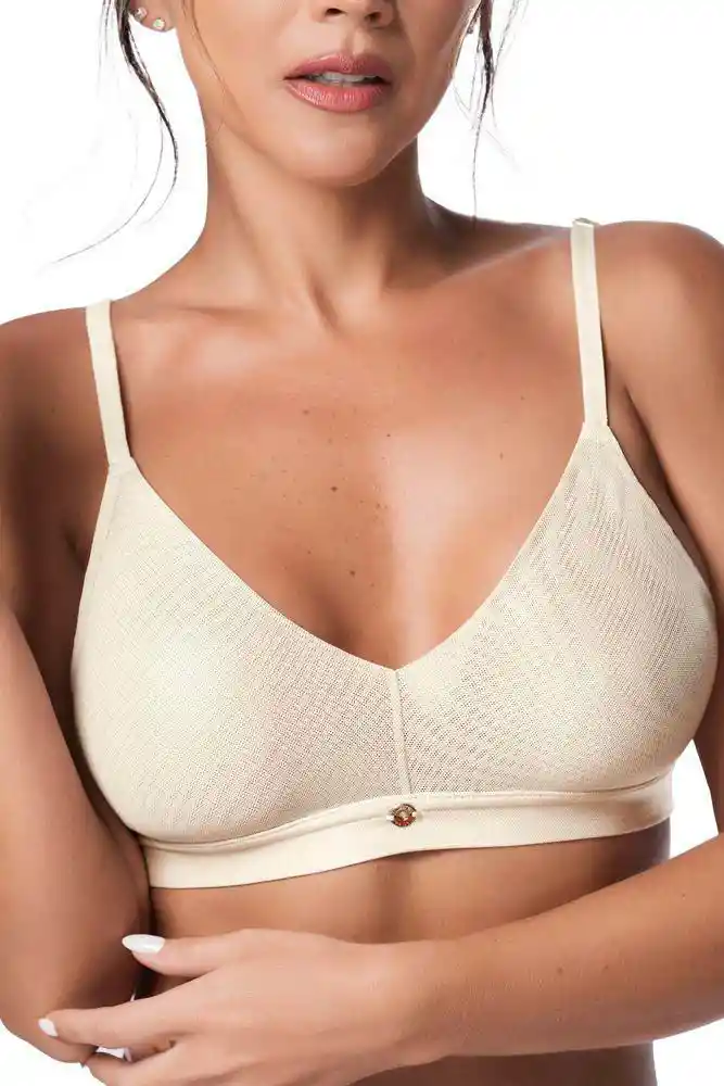 Bralette en Mesh Con Acabado 32-champagne