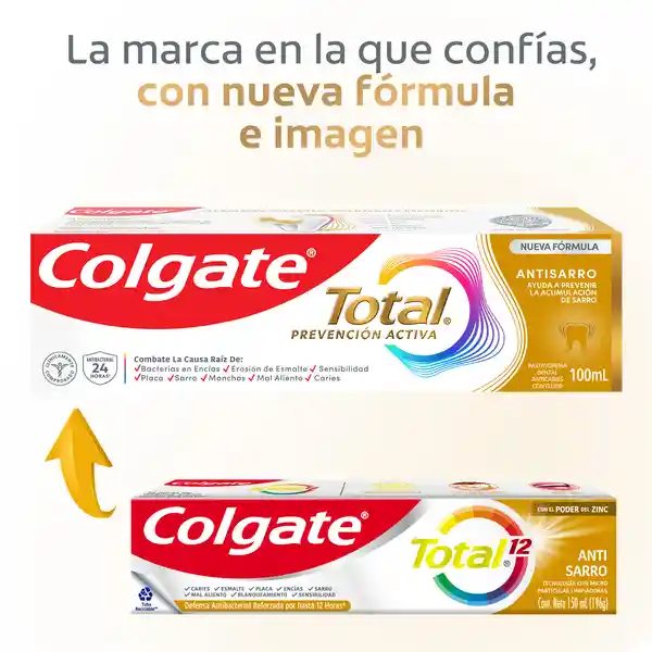 Crema Dental Colgate Total 12 Anti Sarro 75 mL x 3