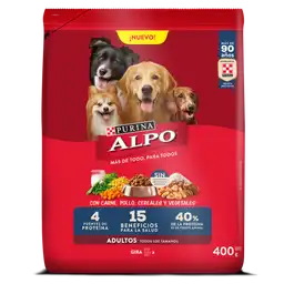 Comida para perros Alpo Adultos con carne,pollo,cereales y vegetales x 400 gr