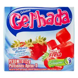 Gelhada Gelatina en Polvo Sabor a Fresa Reducida en Azúcar 