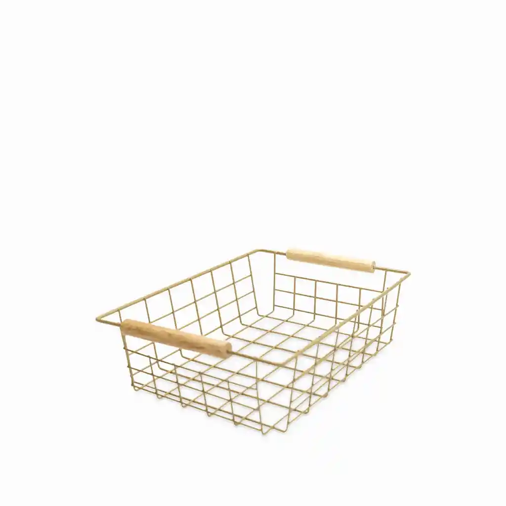 Canasta Rectangular Con Asas Madera