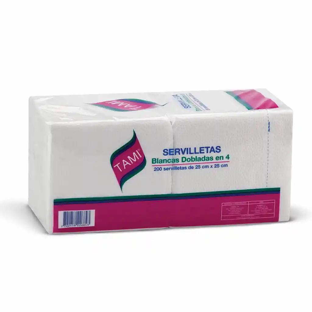 Tami Servilleta Blanca Doblada en Cuatro
