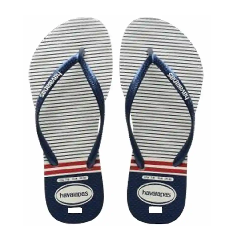 Sandalias Havaianas Mujer Slim Nautical Fc Pre White/navy/red Talla 37/38