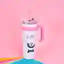 Vaso de Acero Pared Simple Con Asa Panda Wbb Rosa 1.6 L Miniso
