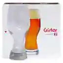 Set de Dos Vasos Elaborados en Vidrio. Color Transparente. Ideales Para Cerveza. De 14 1/2Oz. Parte Inferior Más Delgada Que la Superior. Forma Redonda. Diseño Moderno. Sku 7702147264286