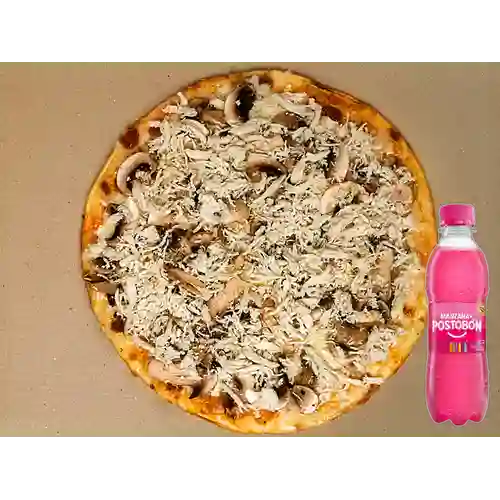 Combo Pizza Pollo Champiñones + Manzana 250ml