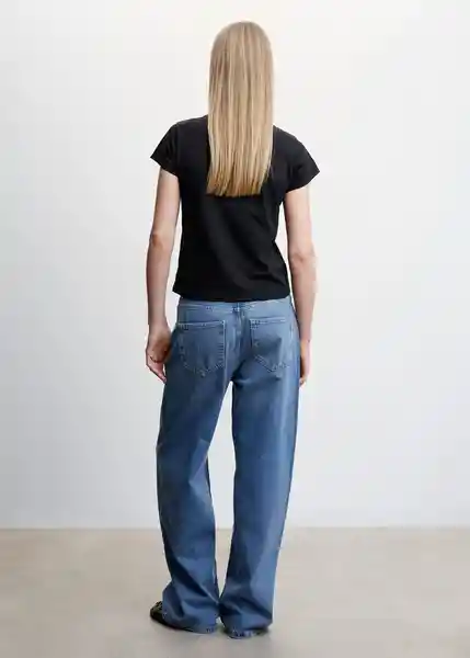 Camiseta Dine Negro Talla L Mujer Mango