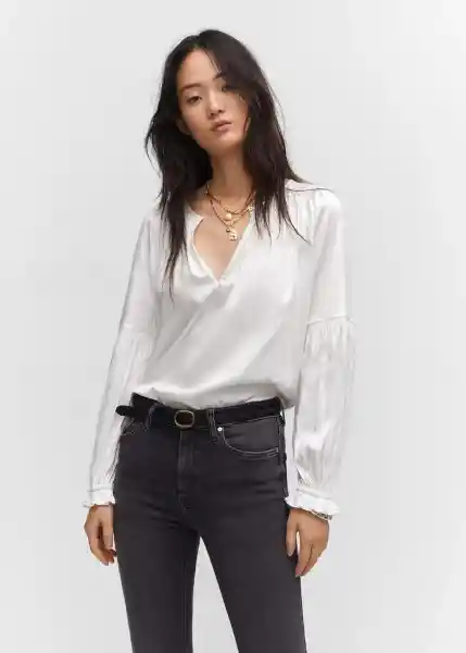 Blusa Nimes Offwhite Talla XL Mujer Mango